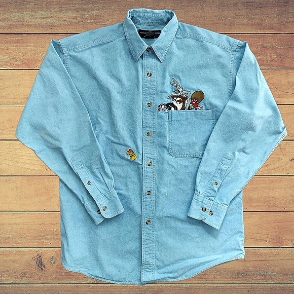 Vintage Other - 🔥VTG '95 Looney Tunes Denim Shirt🔥